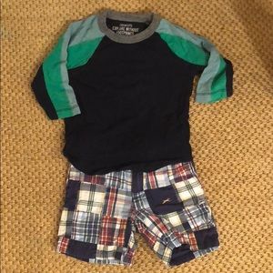 Janie and Jack madras shorts with Crewcuts shirt